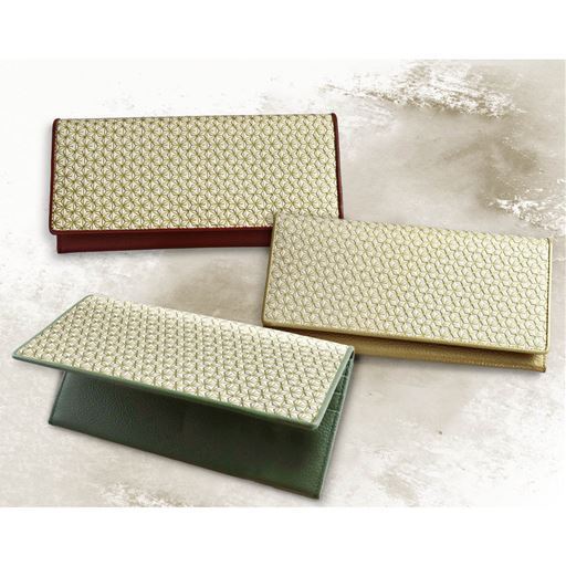 浅草文庫(R) かぶせ長財布 金彩麻の葉