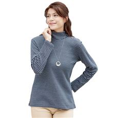 柔らか綿混ハイネックボーダー