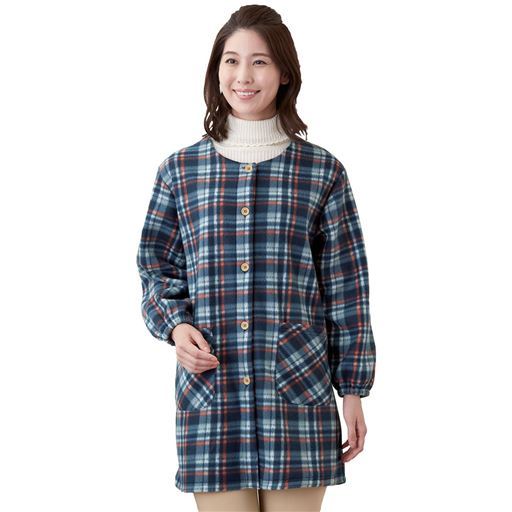 チェック柄フリースかっぽう着