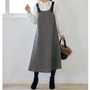 肩ベルトツイード調ジャンパードレス