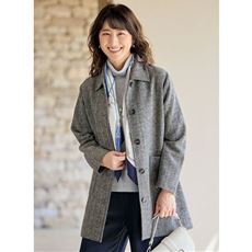 ヘリンボーン柄ロングジャケット