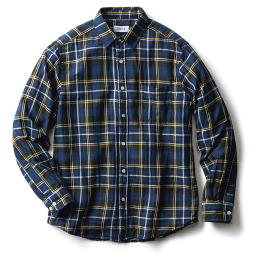 綿100%ダブルガーゼチェックシャツ(長袖)