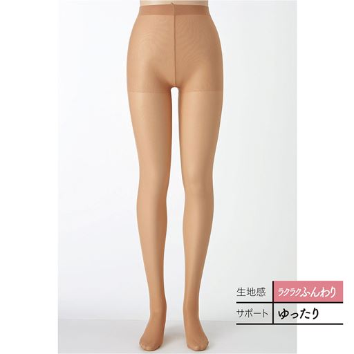 ムレ・ズレ対策に。綿混丸マチ付きストッキング・ノーサポートタイプ<br>シルクベージュ(同色10足組) ※肌色のトルソーで撮影しているため、肌の色によって色の出方は異なります。