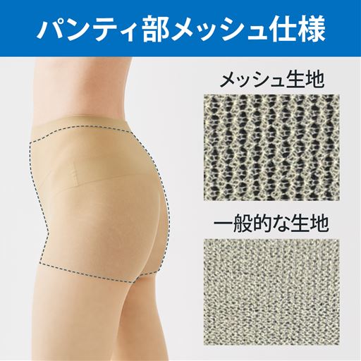 パンティ部はメッシュ素材でムレを軽減。