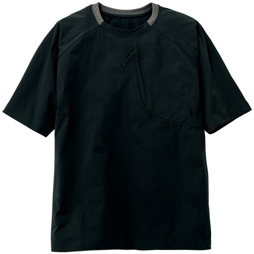(Tシャツ)ブラック<br>ラグランスリーブ仕様で肩回りの動きを制限しにくいスポーティ仕様です