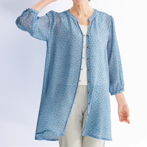 シフォン楊柳チュニックブラウス