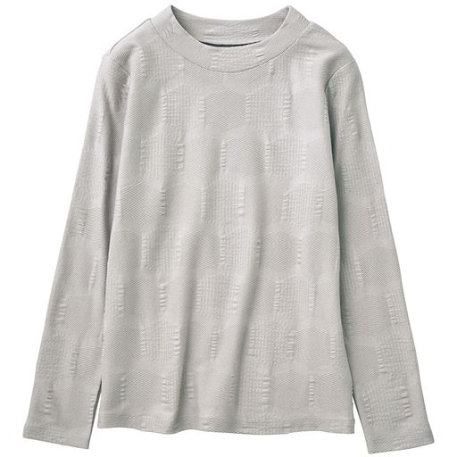 日本製 コットンジャカードハイネックプルオーバー パールグレー