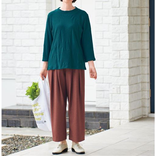 日本製 ふくれジャカードプルオーバー<br>コーディネート例