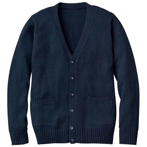 Vネックニットカーディガン<br>ネイビー