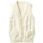 年間使いやすい綿100%前開きベスト<br>オフホワイト