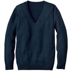 年間使いやすい綿100%Vネックニット(セーター)(洗濯機OK)(スクール・制服)