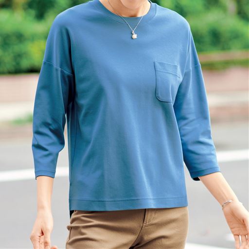クルーネックTシャツ(7分袖)(綿100%・洗濯機OK)