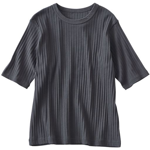 リブ5分袖Tシャツ(綿混ストレッチ)