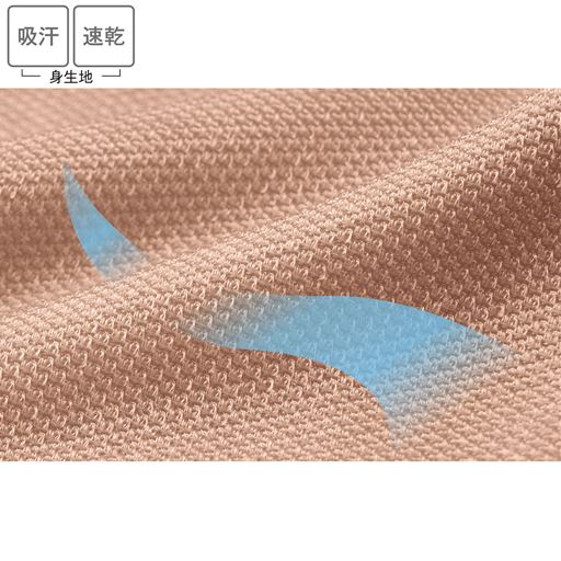 身生地は、伸縮性と補整効果の高い、吸汗・速乾メッシュ素材のトリスキンジャカードパワーネットを使用しています。