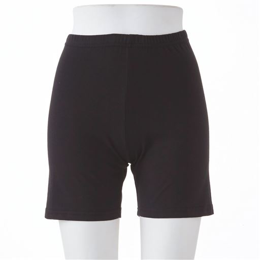 綿混ストレッチで肌あたりやさしく、よく伸びてラク!お腹すっぽり安心の3分丈スパッツ<br>ブラック・3分丈