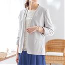 麻調ジャージノーカラージャケット