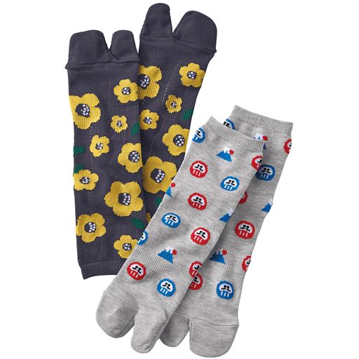 B:足袋タイプ(パープル・杢グレー) 色柄違い2足組