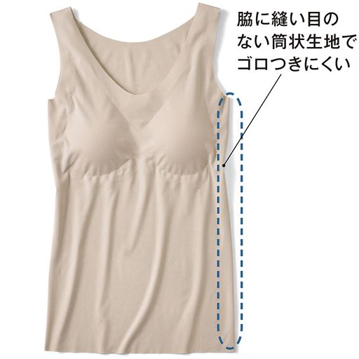 ベージュ (1)脇に縫い目のない筒状生地でゴロつきにくい