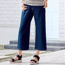 接触冷感デニムストレートワイドクロップドパンツ(UVカット・接触冷感・吸汗速乾・洗濯機OK)