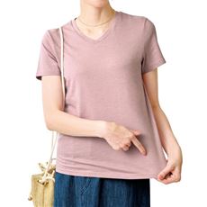 シンプルVネックTシャツ(半袖)(洗濯機OK)