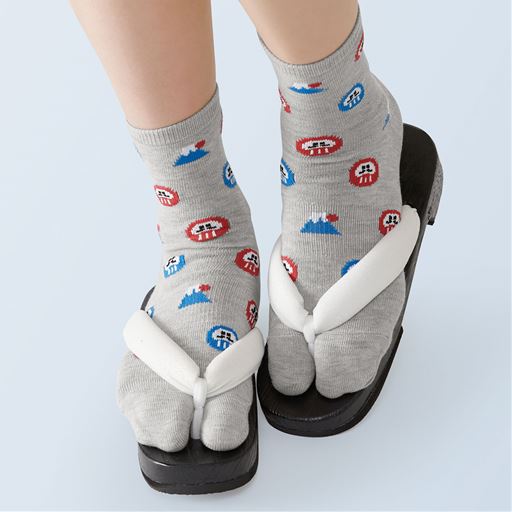 和柄のかわいい靴下・同タイプ色柄違い2足組(5本指タイプ・足袋タイプ)