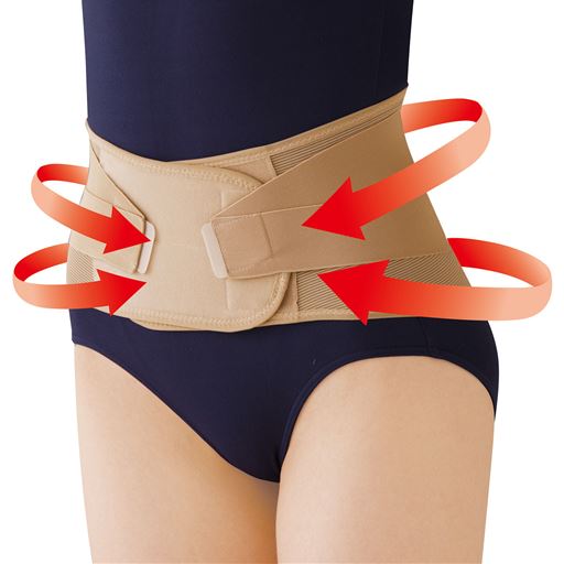 二重のベルトでしっかり腰まわりを支えます。