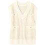 ポケットデザインニットベスト<br><br>オフホワイト系