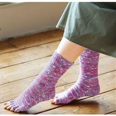 綿とシルクの5本指ソックス(指先無し)(クルー丈)(日本製)