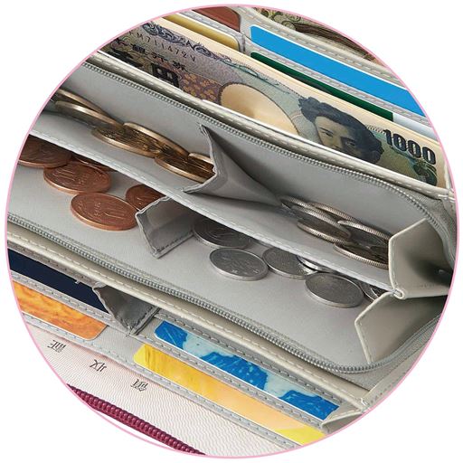 ファスナー式小銭入れ 硬貨の種類を分けて収納。見やすくサッと取り出せます