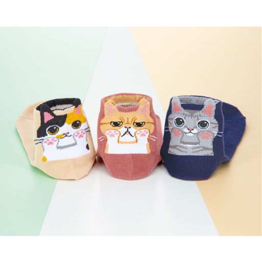 可愛いにゃんこと一緒にお出かけ<br>6足組(3色×各2足)