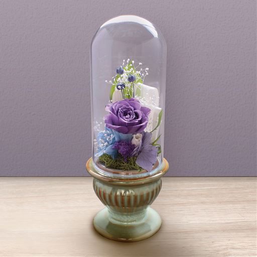 パープル<br>美しく飾れるガラスドーム仕様。埃や汚れもガラスを拭くだけでお手入れも簡単。