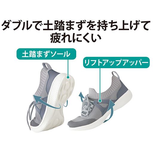 ダブルで土踏まずを持ち上げて疲れにくい