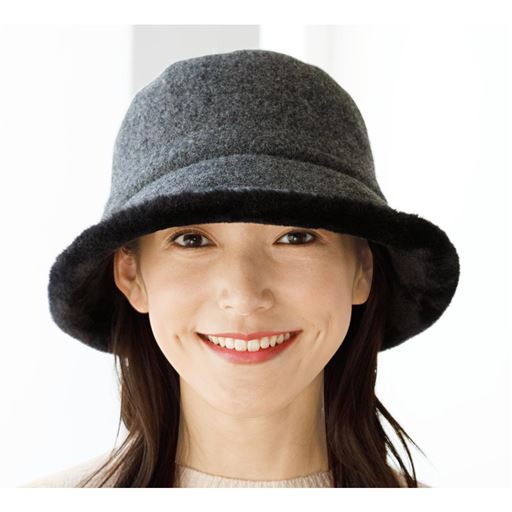 ボア付きあったかバスク帽子