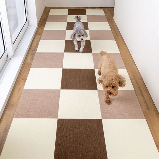 ブラウン7枚・ベージュ8枚・アイボリー14枚 30×30cmサイズ使用<br>ペットがいるご家庭にもおすすめ! フローリングの傷や汚れ防止に。