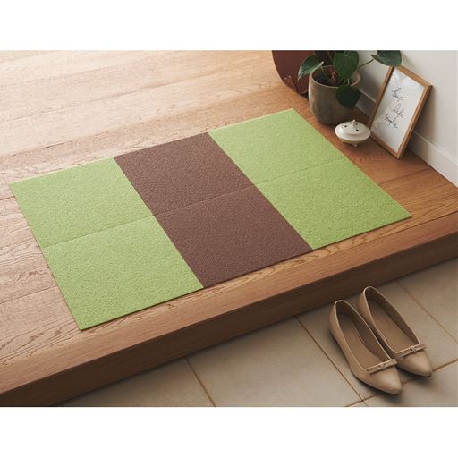 ブラウン×2 グリーン×4 45×45cm<br>玄関マットとしても。