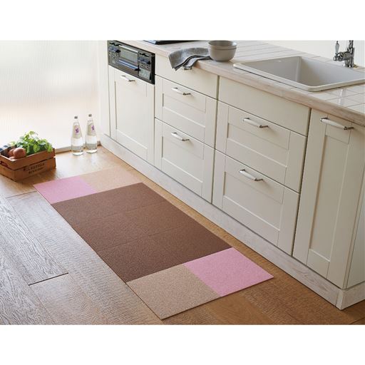 ブラウン×6 ピンク系×2 ベージュ×2 45×45cm<br>キッチンマットとしても。