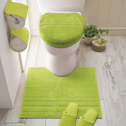 アップルグリーン(特殊型) ※商品はフタカバーです。<br>※トイレマット:CG-521、便座カバー:CG-578、ペーパーホルダーカバー:CG-585、スリッパ:WG-104を使用