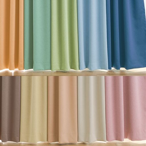 (上段左から) オレンジ・ディープグリーン・グリーン・ブルー・ネイビー<br>(下段左から)・ブラウン・ベージュ・サーモンピンク・アイボリクリーム・ピンク<br>お部屋やインテリアを選ばない、豊富なカラー・サイズが大好評!