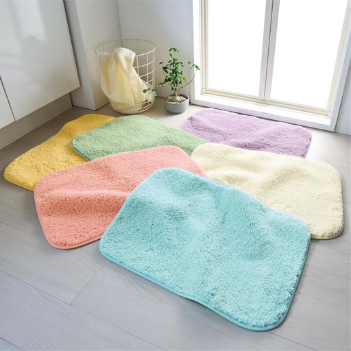 (左から時計まわりに) ライトオレンジ・ペールグリーン・ペールラベンダー・アイボリー・ペールブルー・ペールピンク<br>バスルームを明るくする爽やかなカラー。