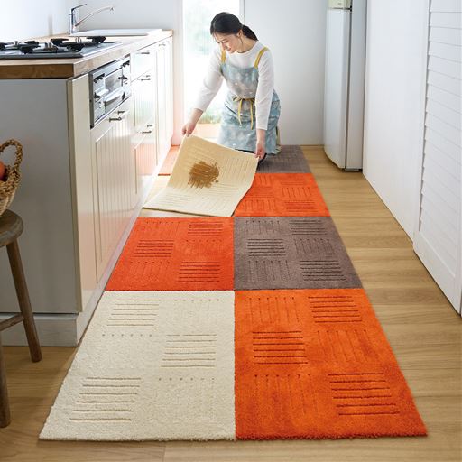 ベージュ2枚・ブラウン2枚・オレンジ4枚(45×60cm)<br>汚れた部分だけ外して、コンパクトにお洗濯できます。