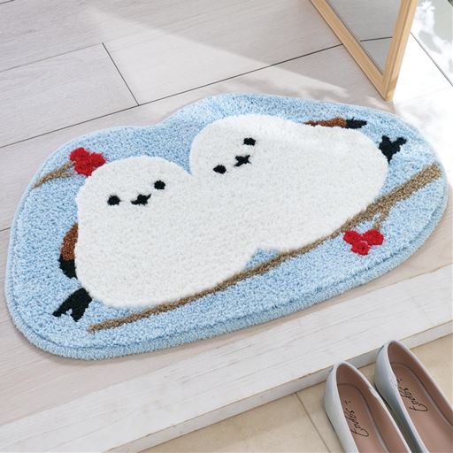 ブルー<br>どこに置いても癒される! シマエナガのアクセントマットです。