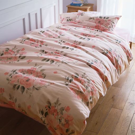 B (ローズ柄/ピンク) ※商品は枕カバーです。<br>※掛け布団カバーはCR-1244、ボックスシーツはCZ-723を使用しています。