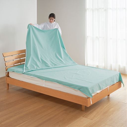 使い方(1)<br>布団カバーを広げる。