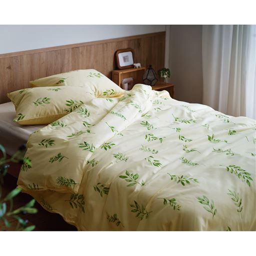 D (リーフ柄/オリーブ) ※商品は掛け布団カバーです。<br>おしゃれなオリーブのリーフ柄がナチュラルテイストのお部屋にぴったり!