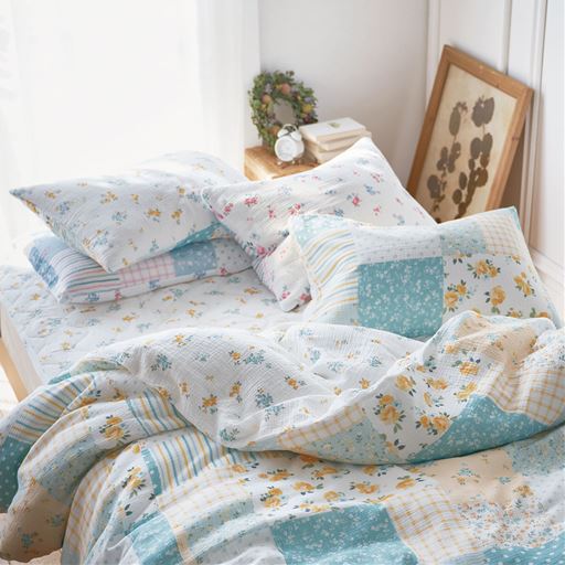 ピンク・イエロー<br>ふんわりやさしい綿100%ダブルガーゼの枕カバーです。