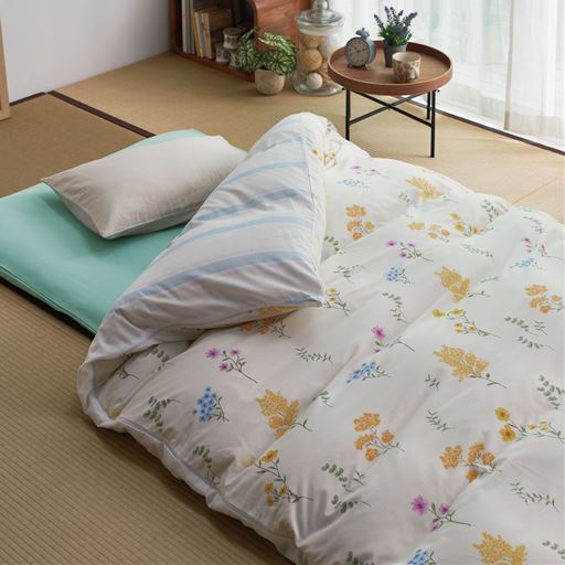 アンティックグリーン ※商品は敷き布団カバーです。掛け布団カバーはCR-1345を使用しています。<br>ガバッとシリーズで色んなスタイリングが楽しめる!