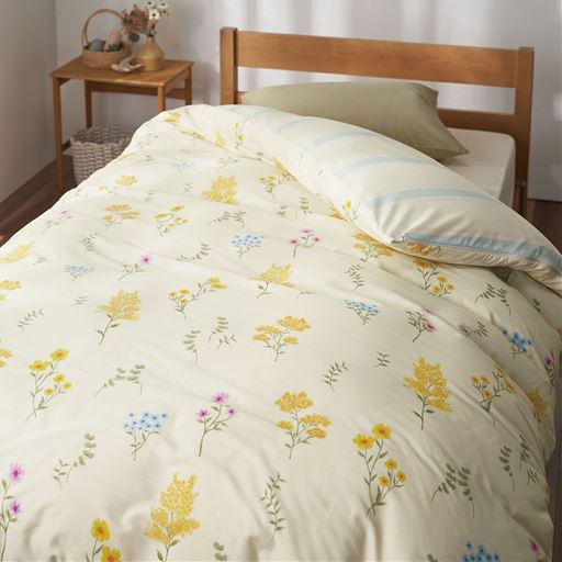 クリーム<br>ガバッとシリーズにかわいい柄デザインが登場! 綿混素材の掛け布団カバーです。