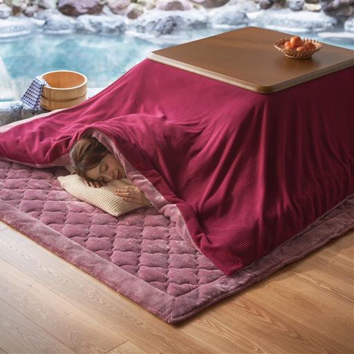 ワイン系 長方形M (横230×縦190cm)<br>こたつカバーを掛け替えれば温泉みたいにぽっかぽか♪