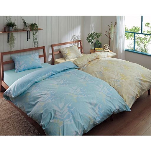 (左から) D (ボタニカル柄/ブルー)・C (ボタニカル柄/ベージュ)<br>※商品は枕カバー(同色2枚組)です。