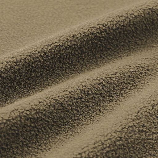 生地拡大(チョコレート)<br>極細繊維を起毛することで、繊維の間にたっぷり空気を含んであたたか。とろけるような肌ざわり。